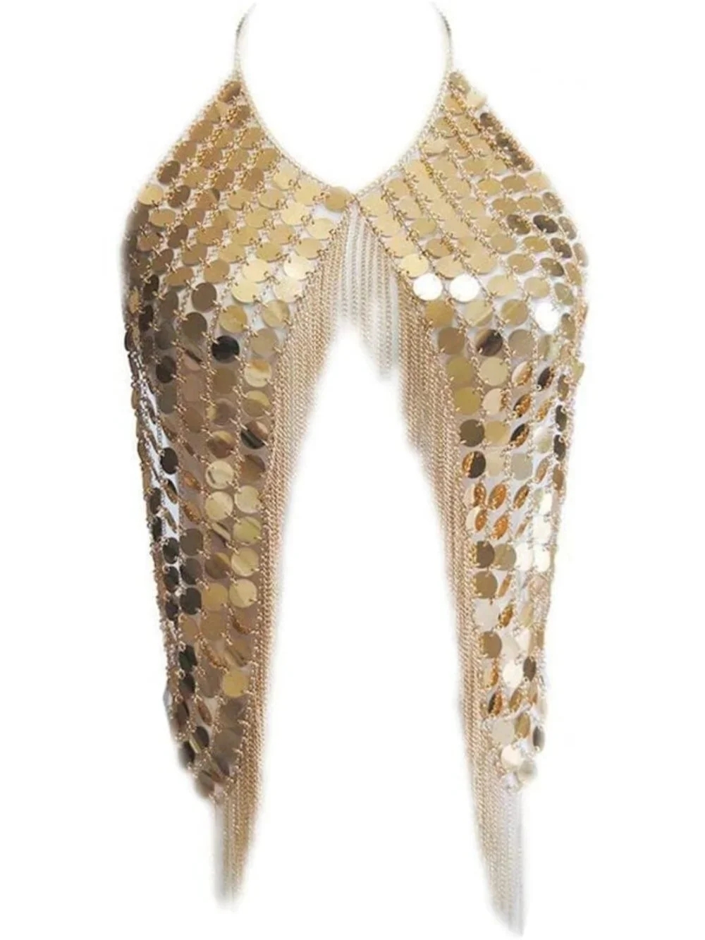 Glamorous Sequined Body Chain with Tassels - Sexy Bra & Waist Accessory